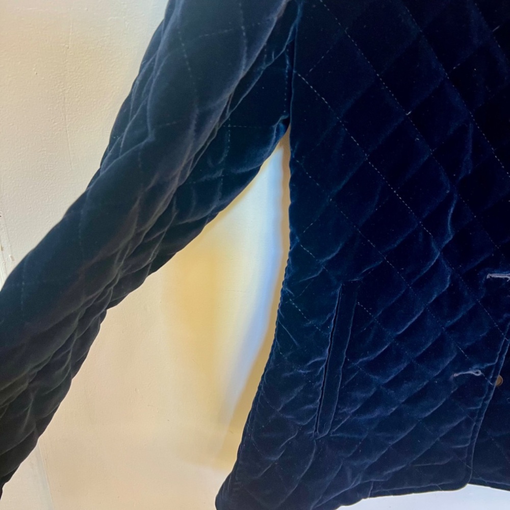 Midnight Blue Ralph Lauren Quilted Velvet Jacket - Picture 2 of 4